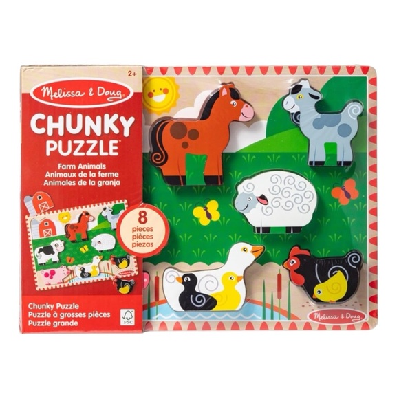 🆕 Melissa & Doug Farm Animals Wooden
Chunky Puzzle (8 Pieces) - Sealed - Picture 1 of 6